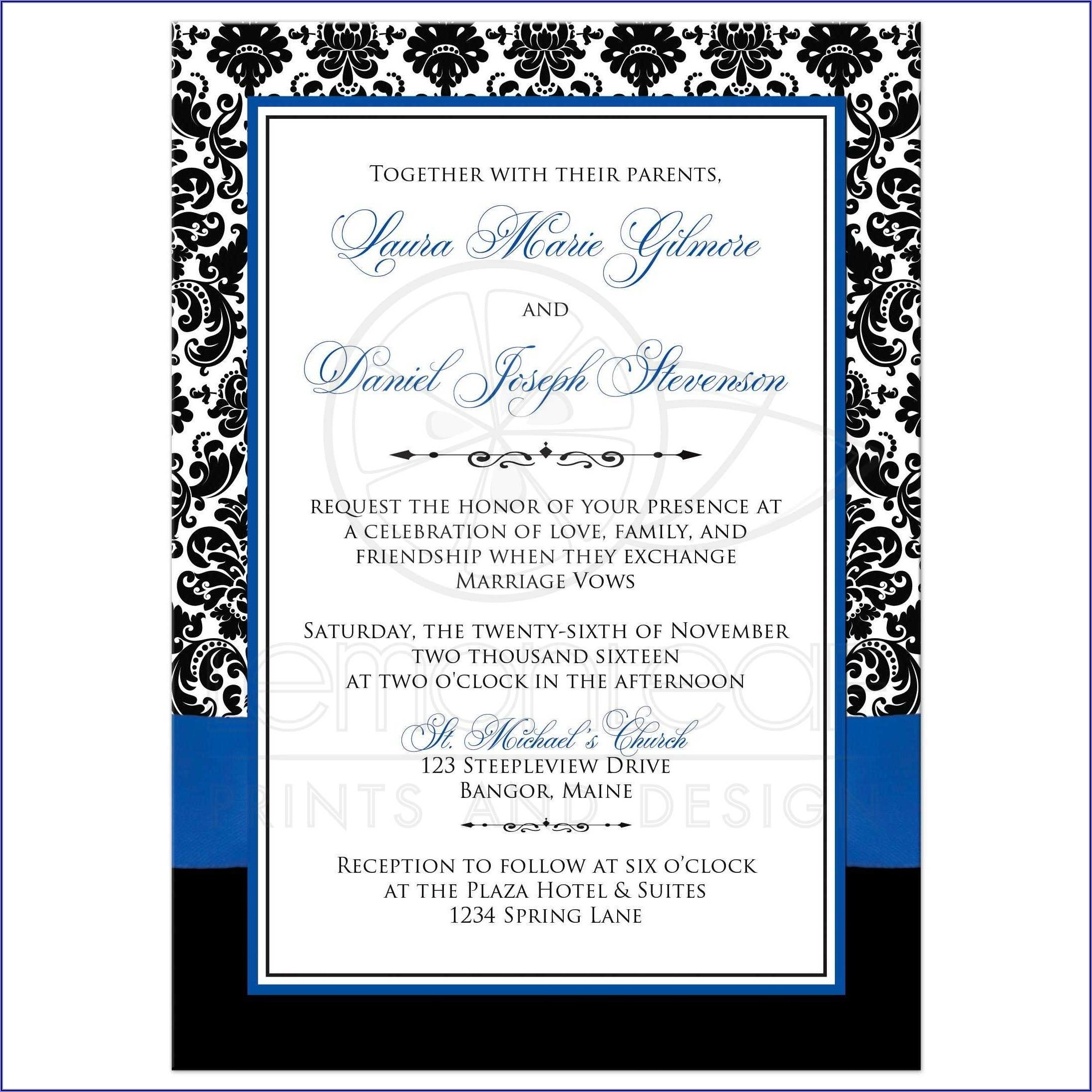 free printable blank wedding invitation templates royal blue