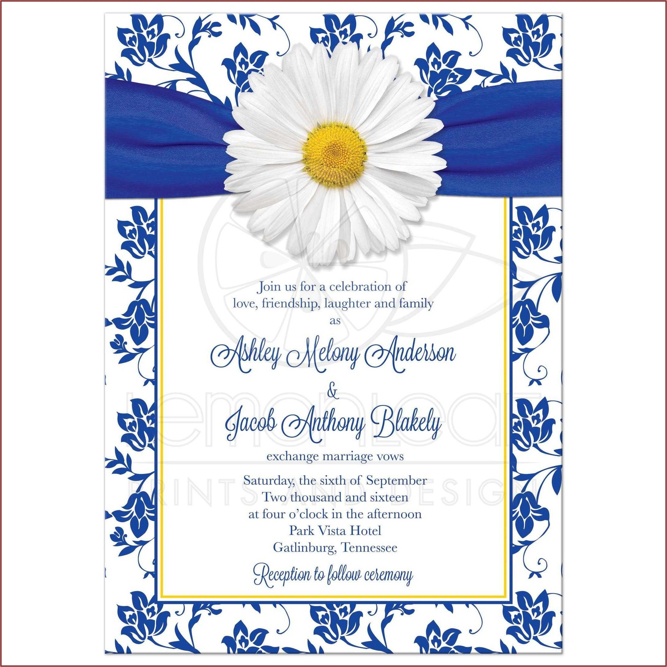 Free Printable Blank Wedding Invitation Templates Royal Blue Template