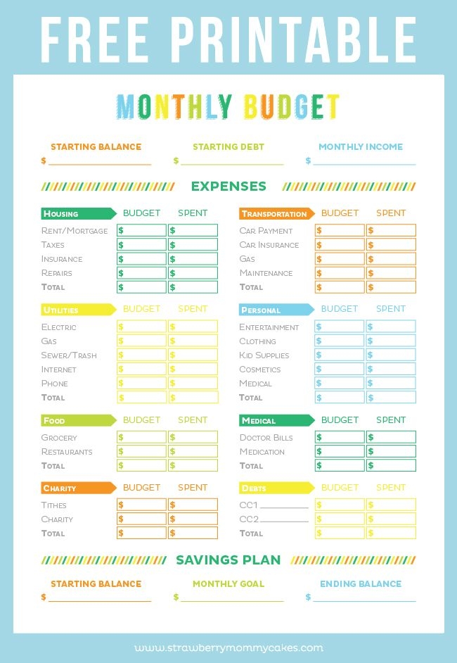 Free Printable Budget Worksheet Room Surf