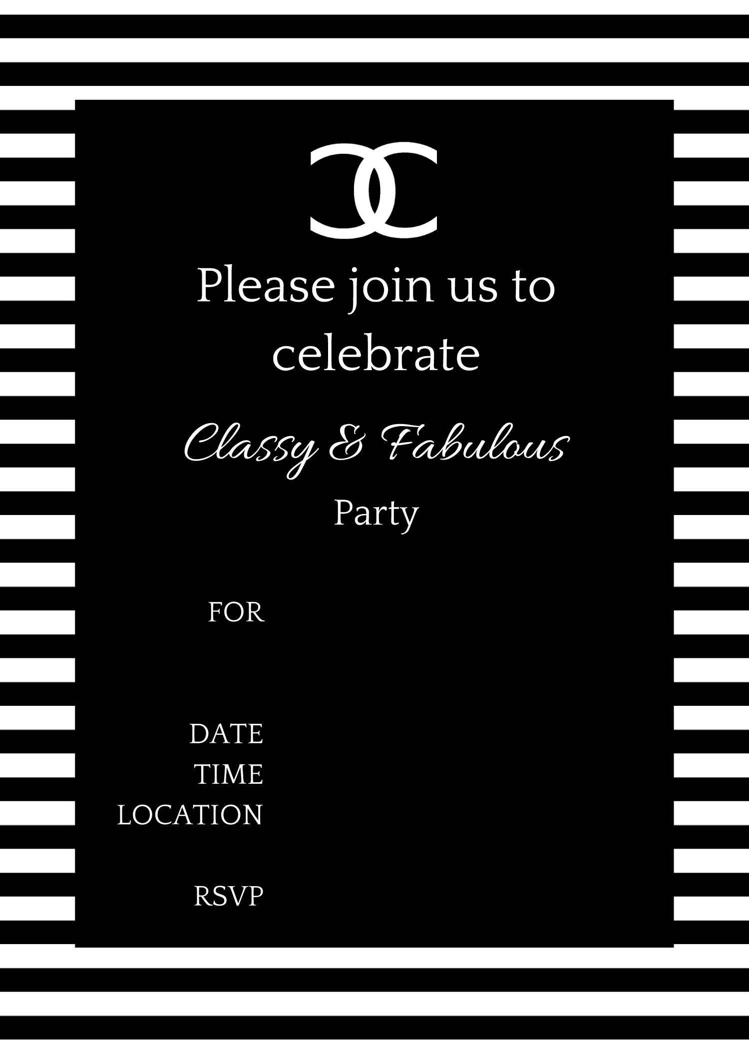 Free Printable Chanel Invitation Template Printable Templates