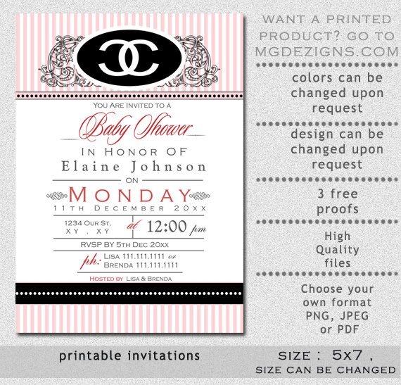free printable chanel invitation template