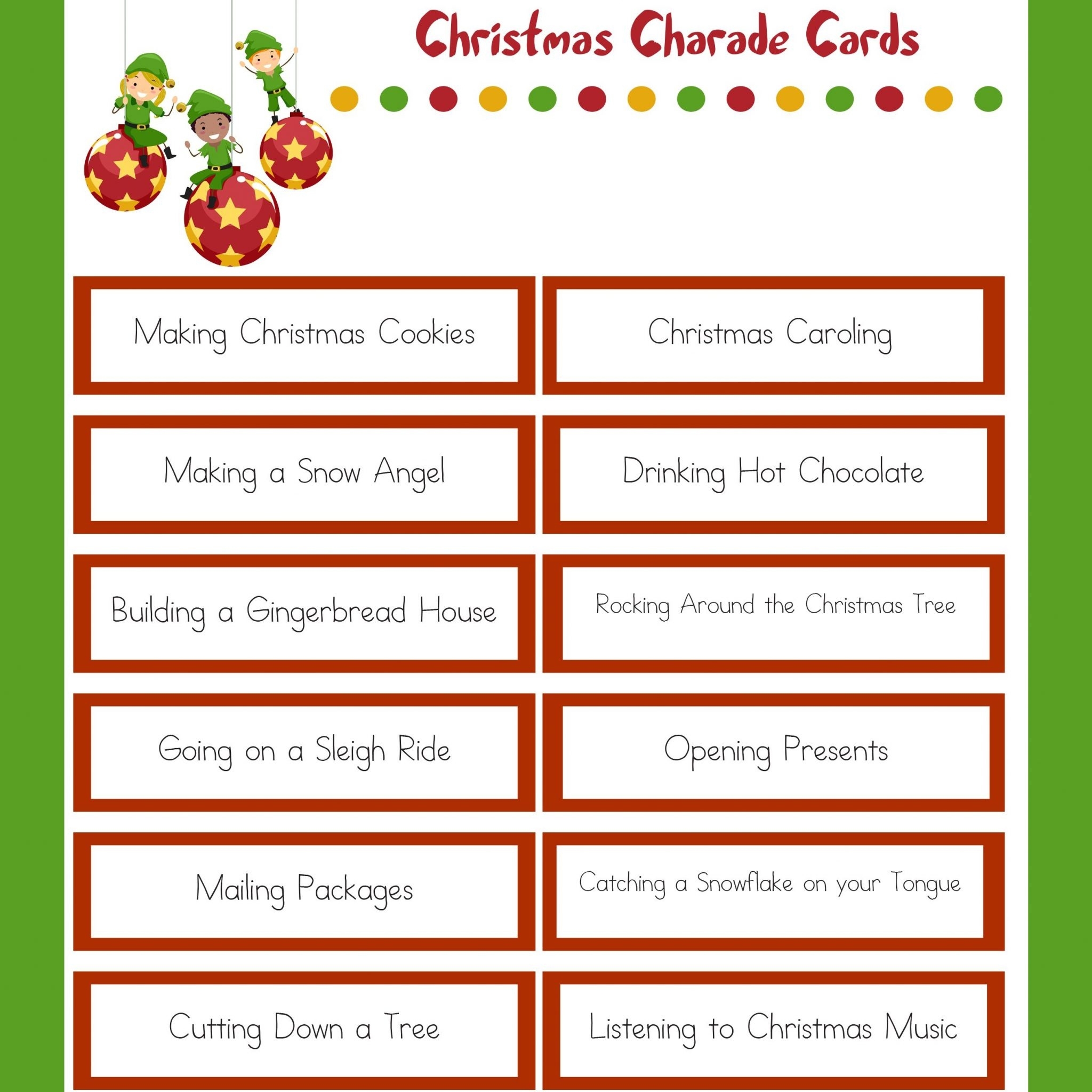 free printable charades cards with pictures for kids