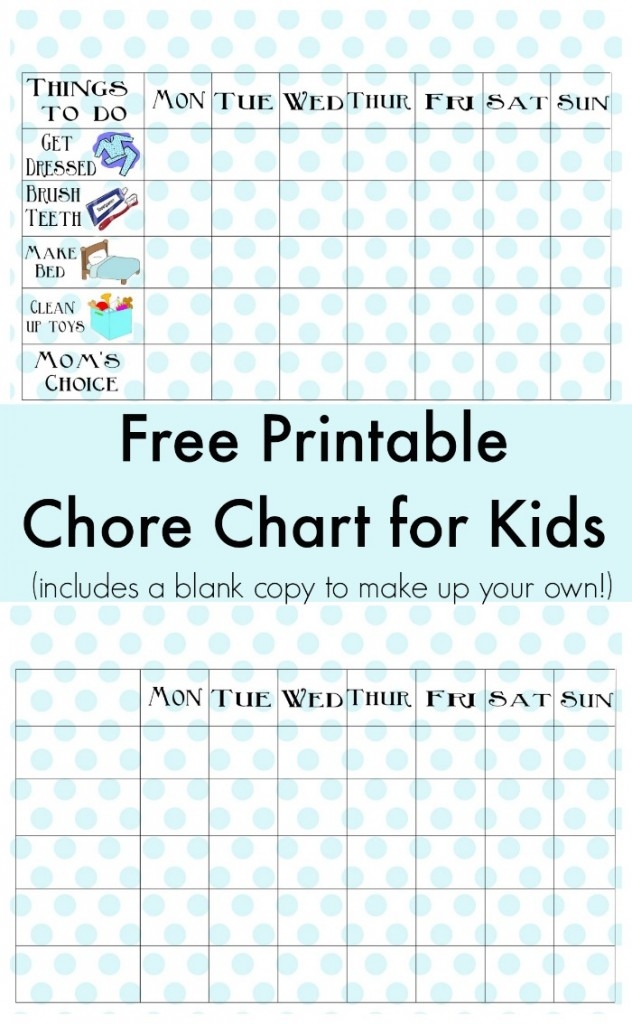 Free Printable Chore Chart For Kids Kids Chore Chart Printable Images
