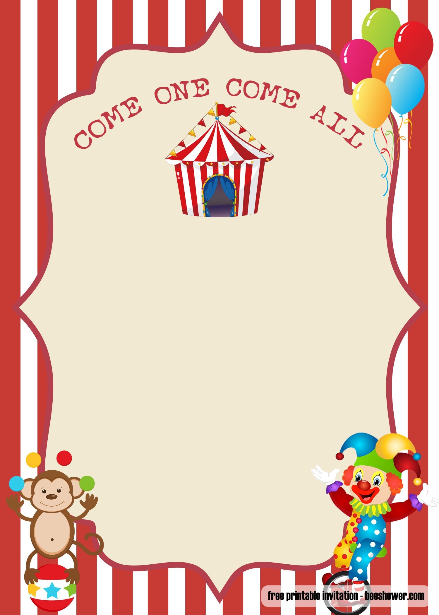 Free Printable Circus Invitation Template Printable Templates