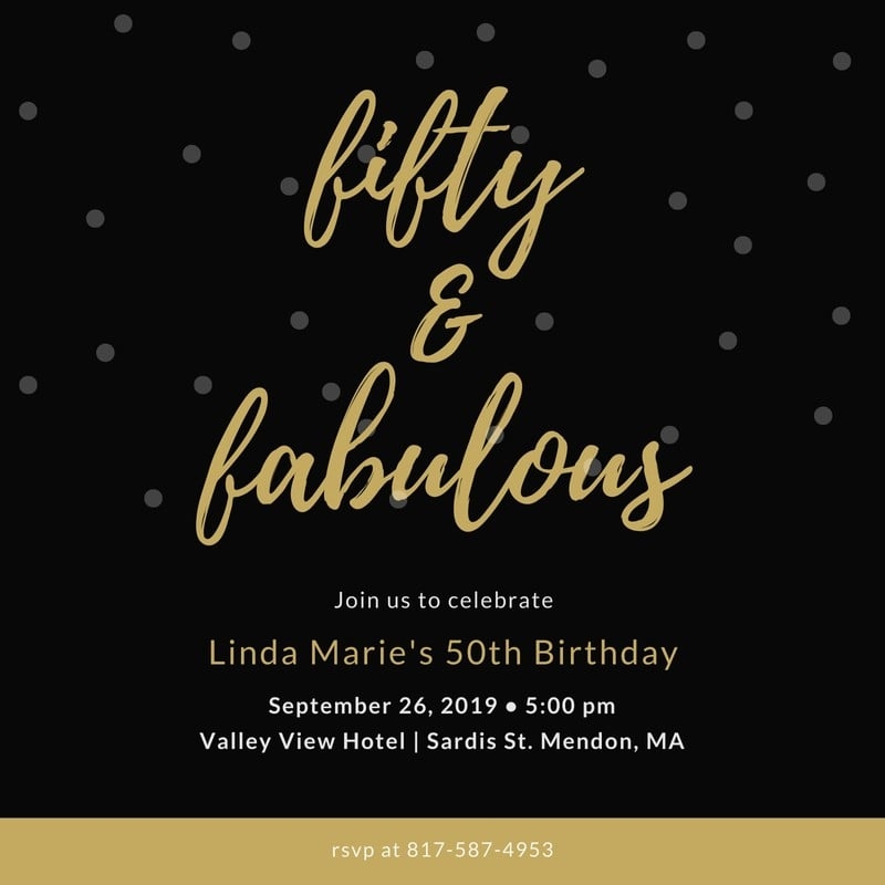 Free Printable Custom 50th Birthday Invitation Templates Canva