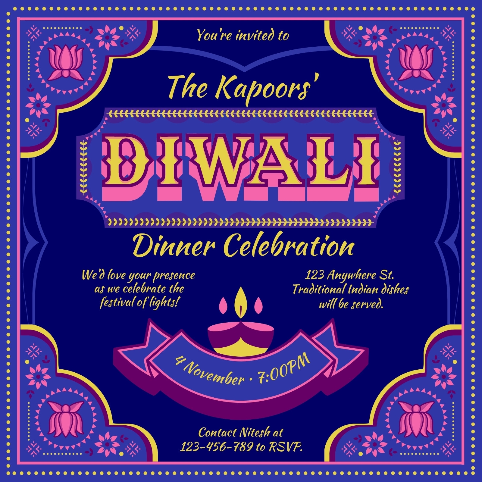 Free Printable Customizable Diwali Invitation Templates 53 OFF
