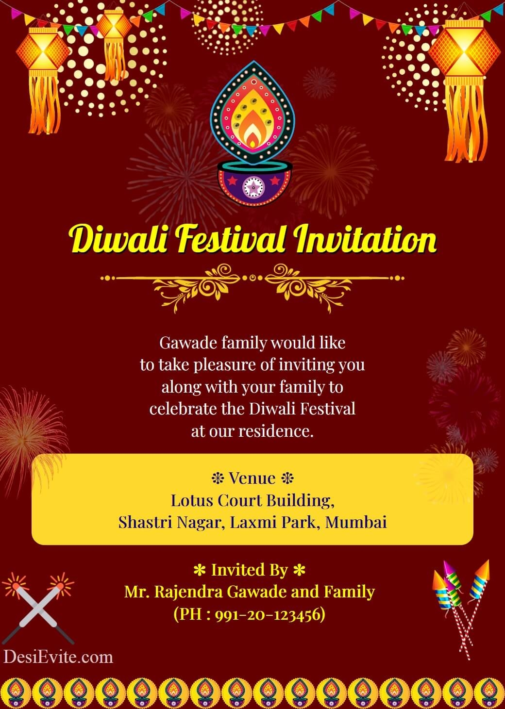 Free Printable Customizable Diwali Invitation Templates 59 OFF