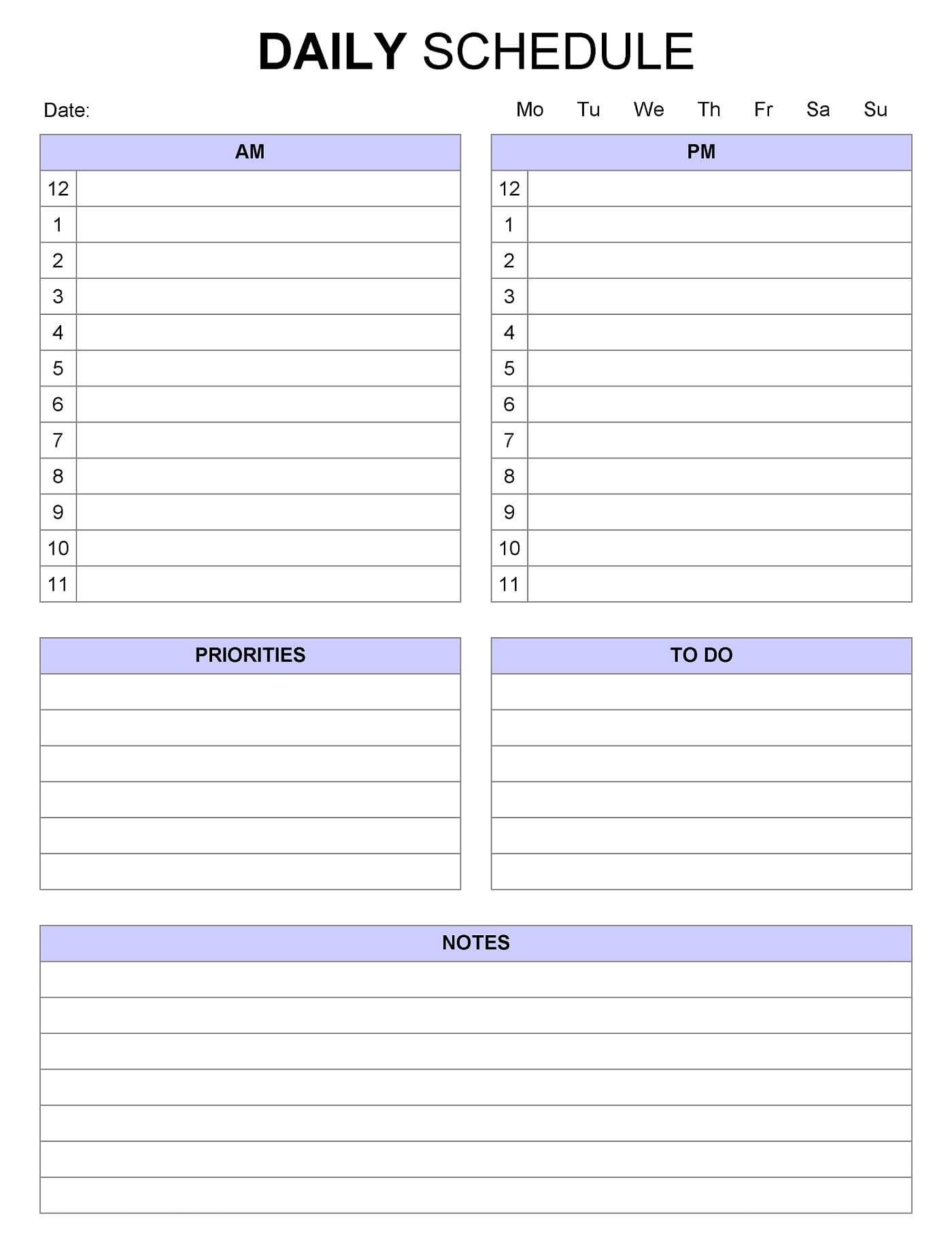Free Printable Daily Schedule Template Free Download And Print For You 
