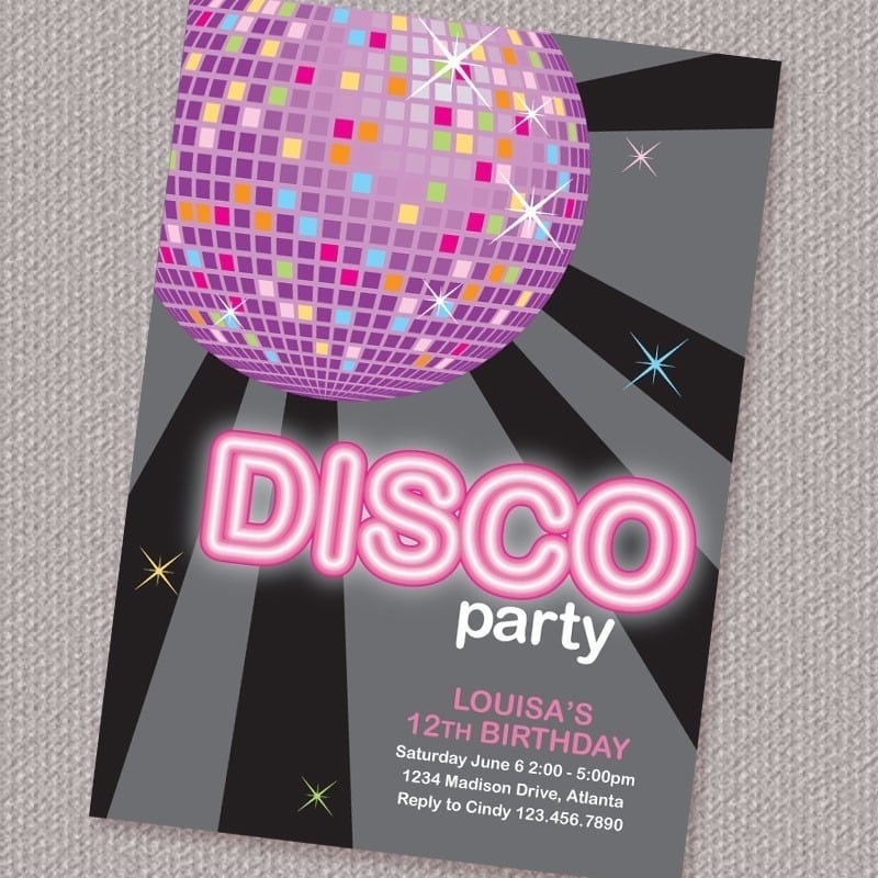 free printable disco party invitations templates