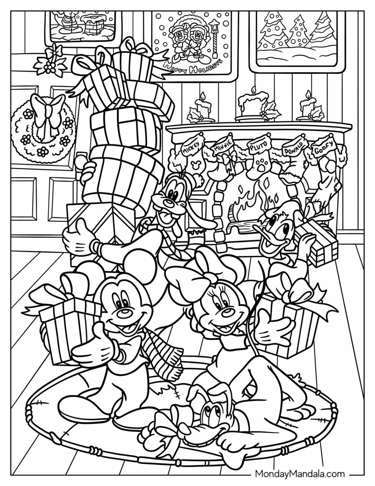free disney christmas coloring pages