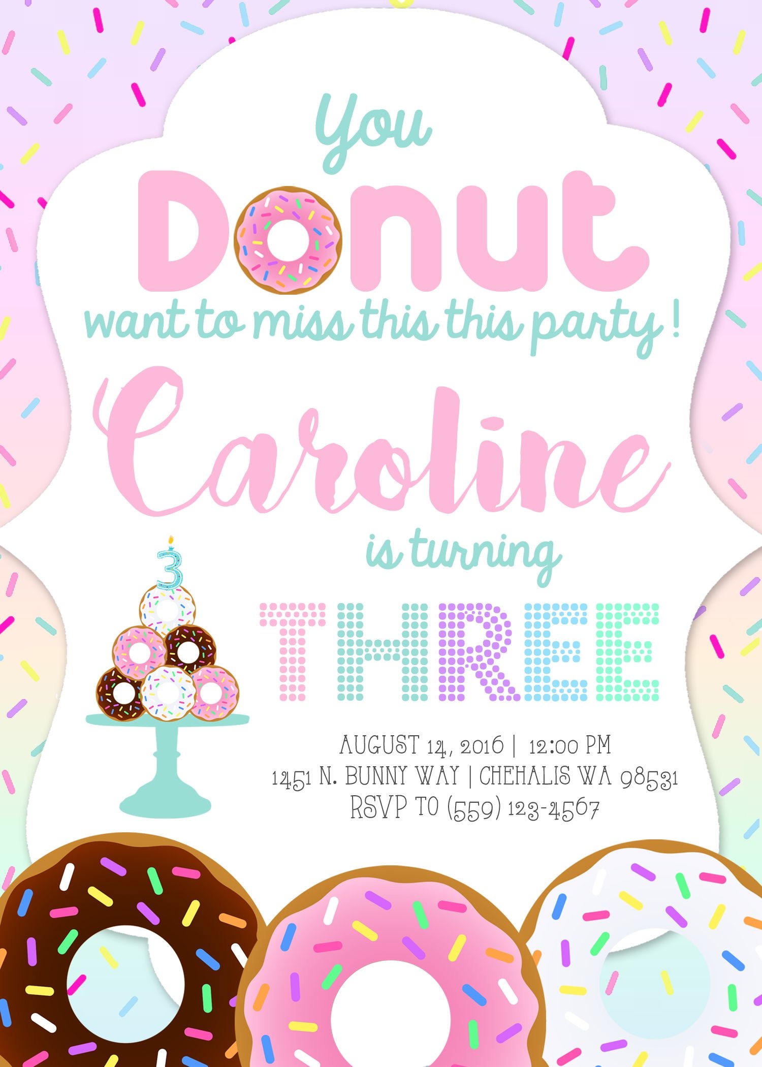 free donut birthday invitation template