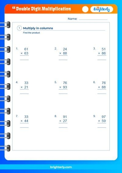 double digit by double digit multiplication worksheets
