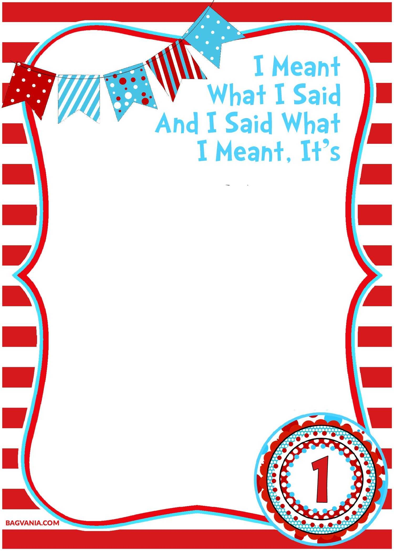 Free Printable Dr seuss Cat In The Hat Invitation Template Throughout 
