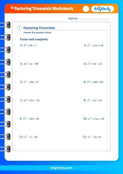 factoring a not 1 worksheet