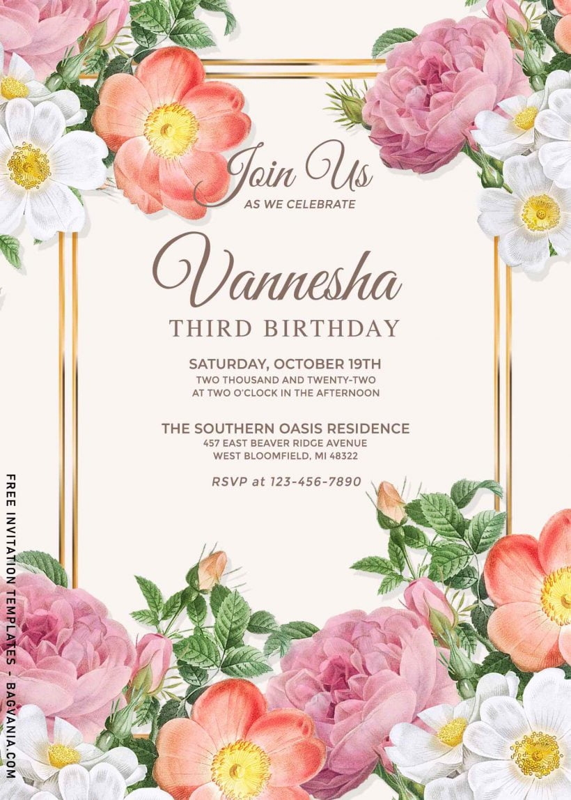 Free Printable Flower Birthday Invitation Templates