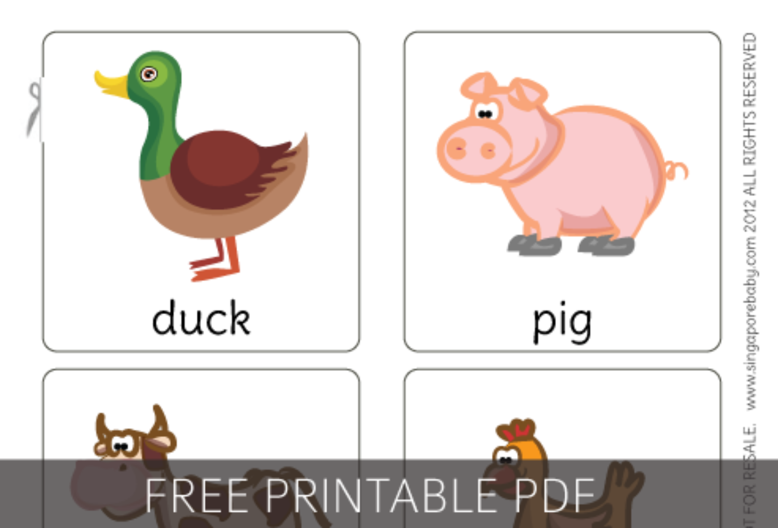 Free Printable For Kids toddlers preschoolers Flash Farm Animals 