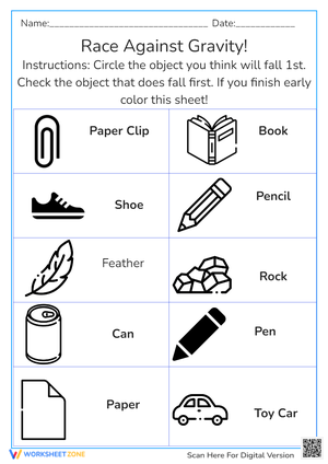 Free Printable Gravity Worksheets For Teaching Learning