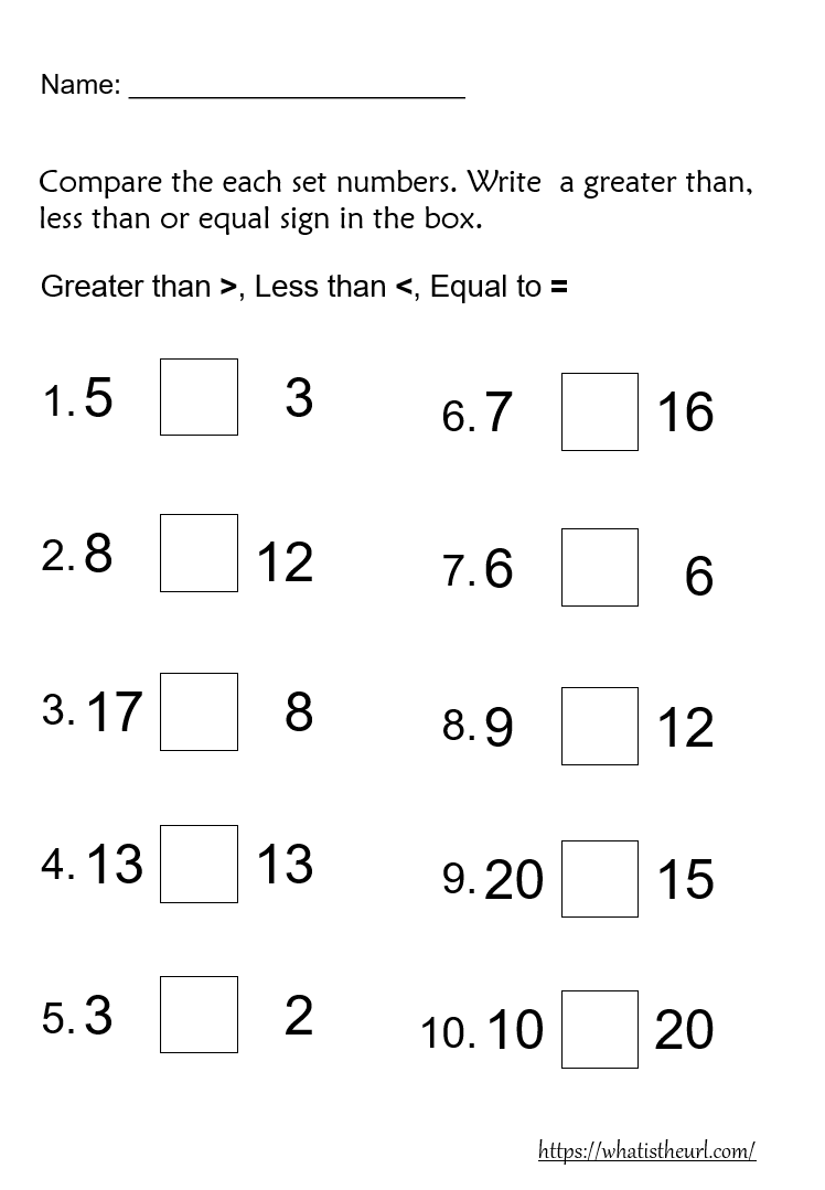 Free Printable Greater Than Less Than Worksheets Betty M Toney