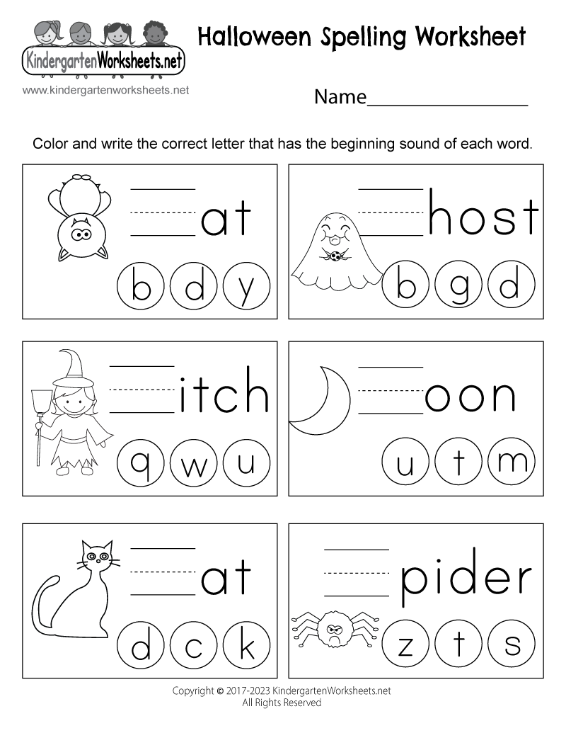 halloween kindergarten worksheet