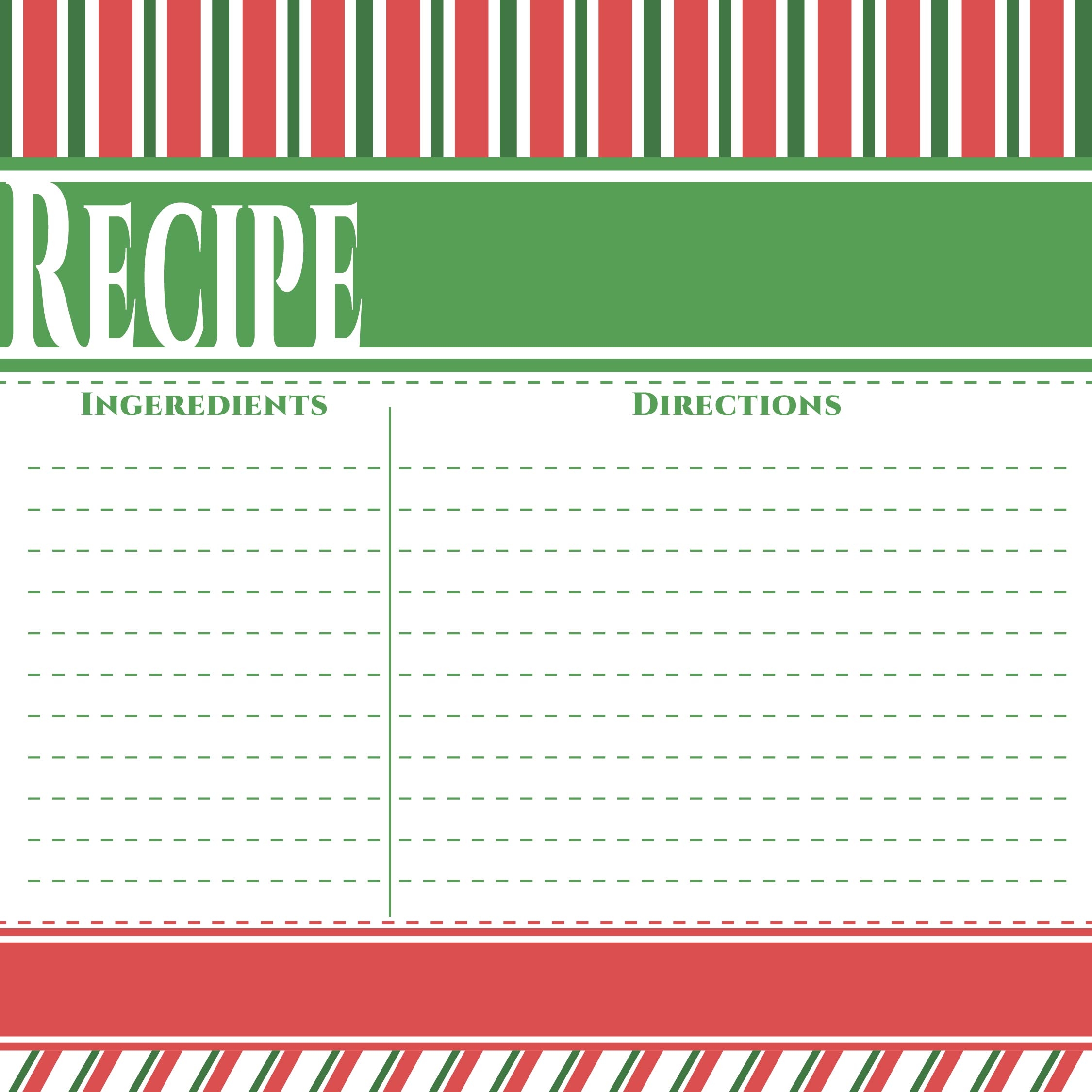 printable recipe cards free template