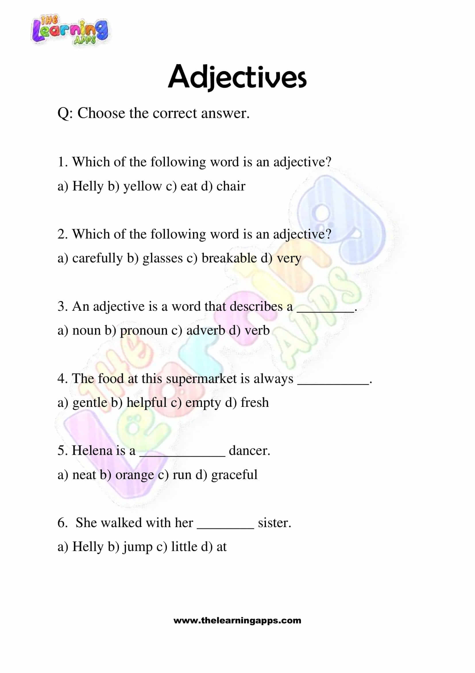 Free Printable How Many Adjectives Worksheets For Grade 40 OFF