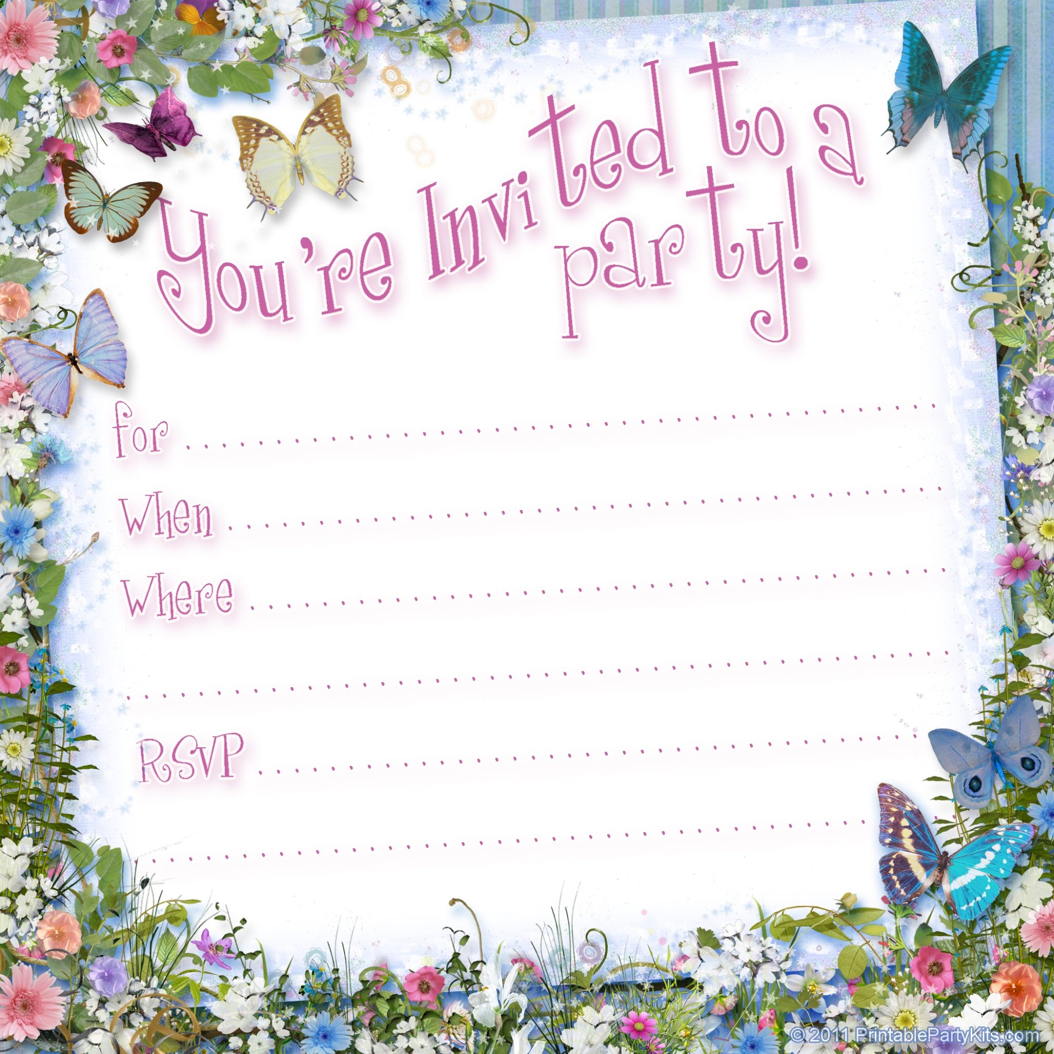 free butterfly invitations templates free download