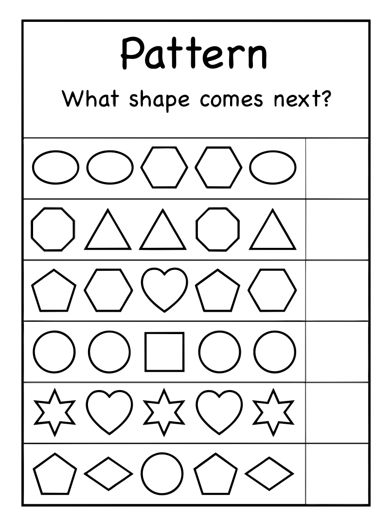patterns worksheets for kindergarten
