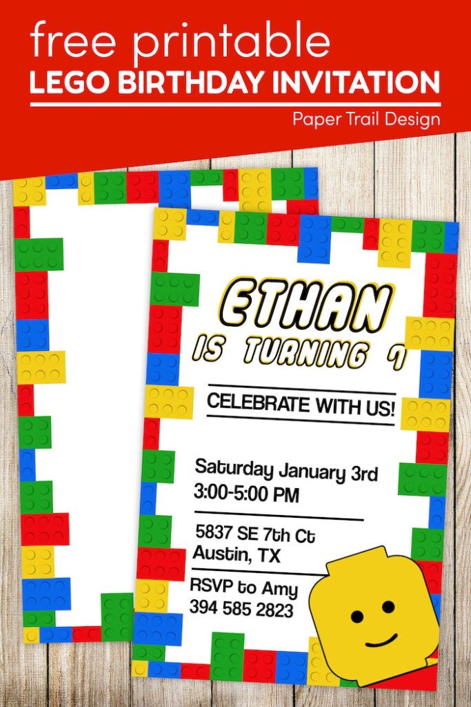 Free Printable Lego Birthday Party Invitation Template