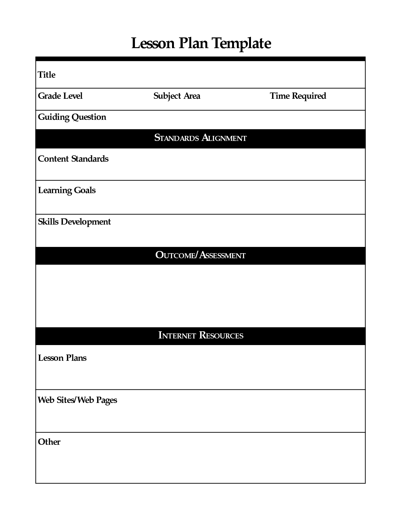 lesson plan template free printable