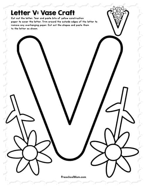 Free Printable Letter V Craft Template Simple Mom Project 