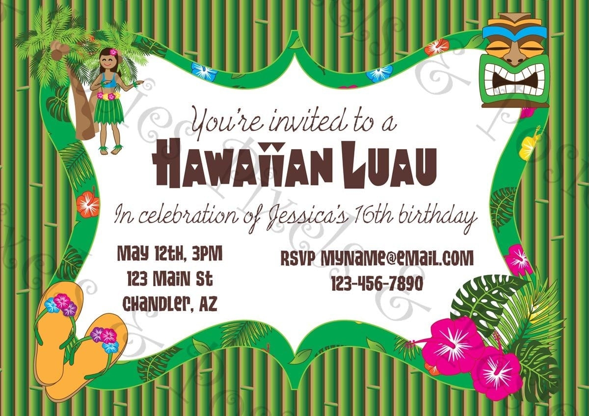 Free Printable Luau Birthday Party Invitations