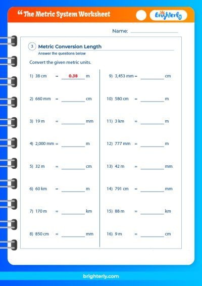 metric system unit conversion worksheets