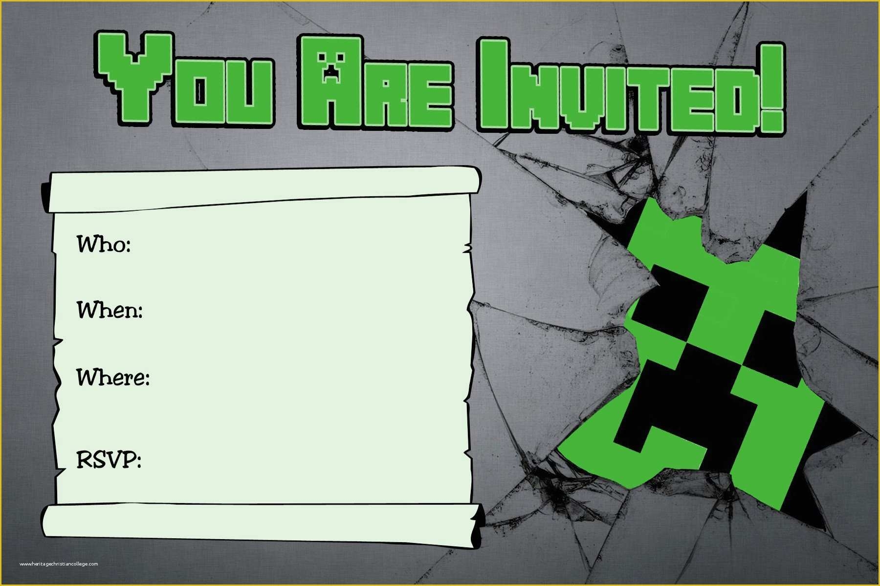 Free Printable Minecraft Birthday Party Invitations Templates Of Free 