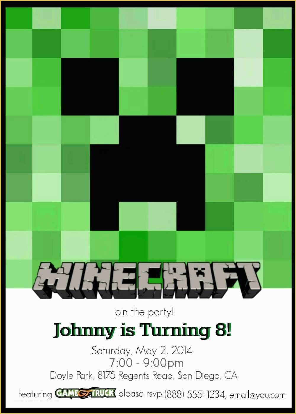 free printable minecraft birthday invitations templates
