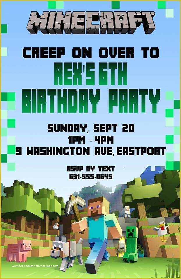 Free Printable Minecraft Birthday Party Invitations Templates Of