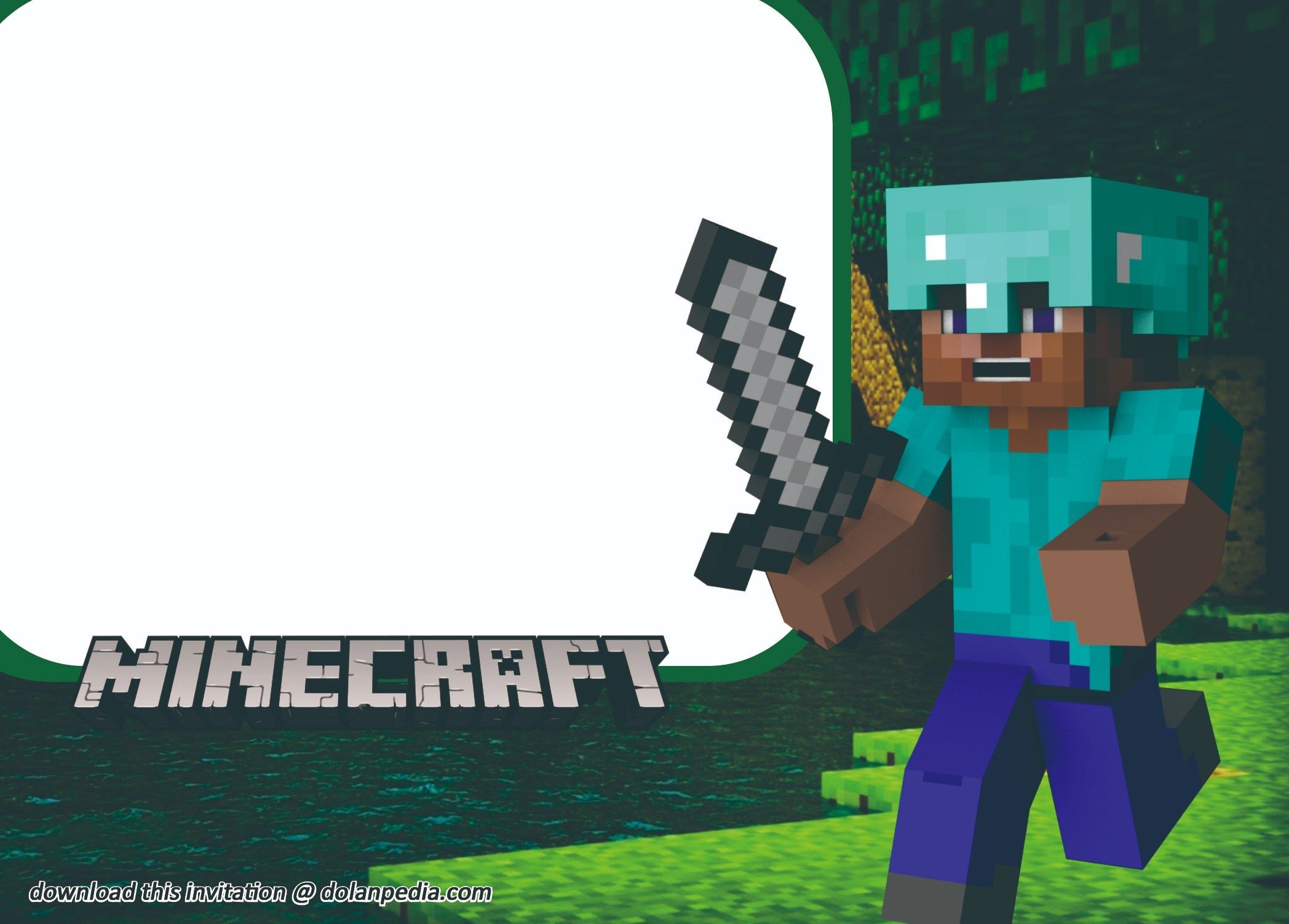 free printable minecraft invitation template