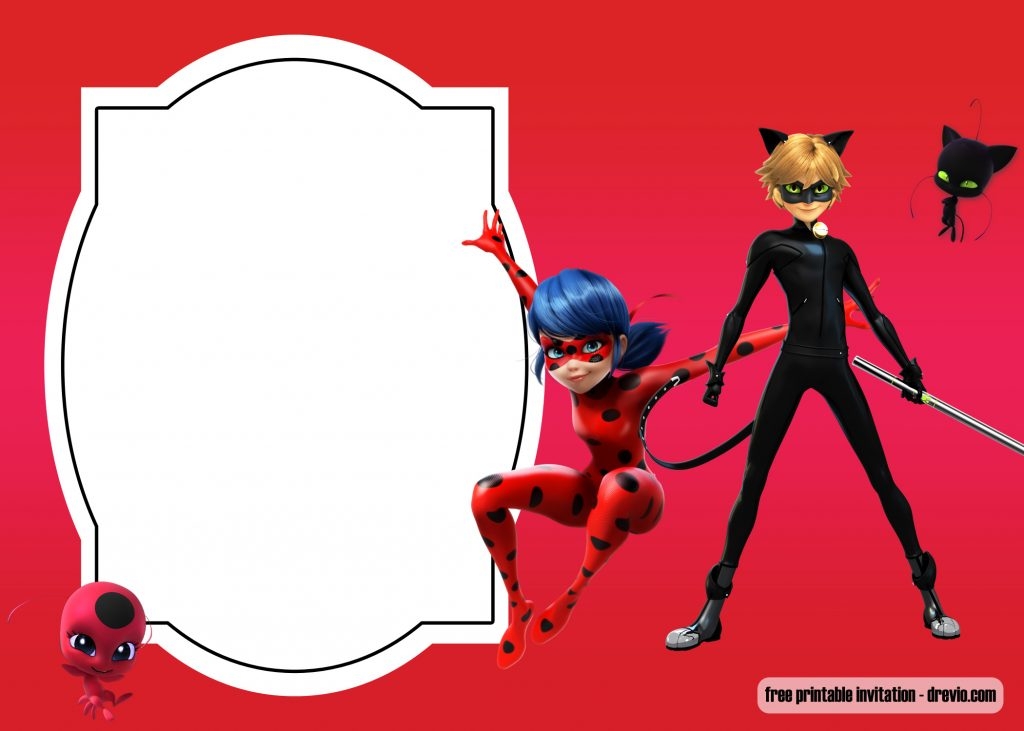 free printable miraculous ladybug invitation template