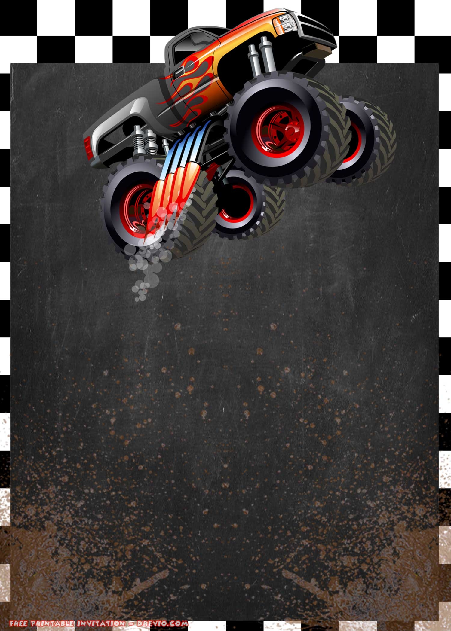 free printable monster truck invitation templates free