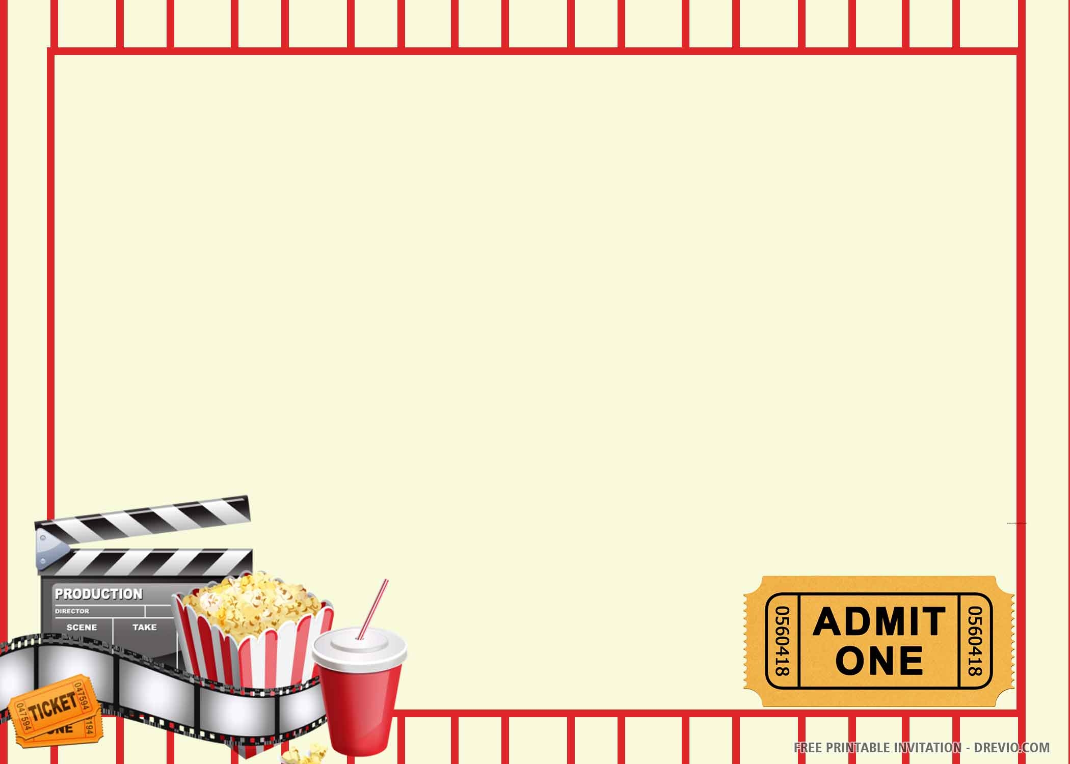  FREE PRINTABLE Movie Ticket Birthday Invitation Template Download 