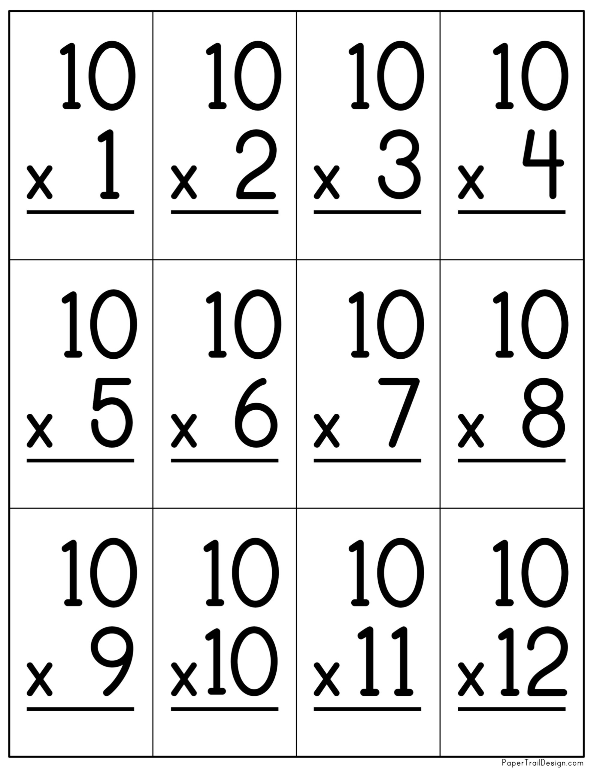 printable multiplication flash cards double sided