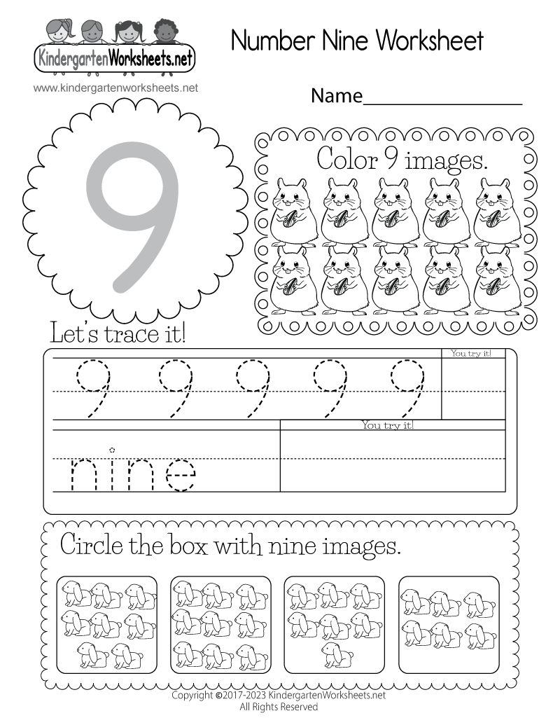 Free Printable Number Nine Worksheet Worksheets Library
