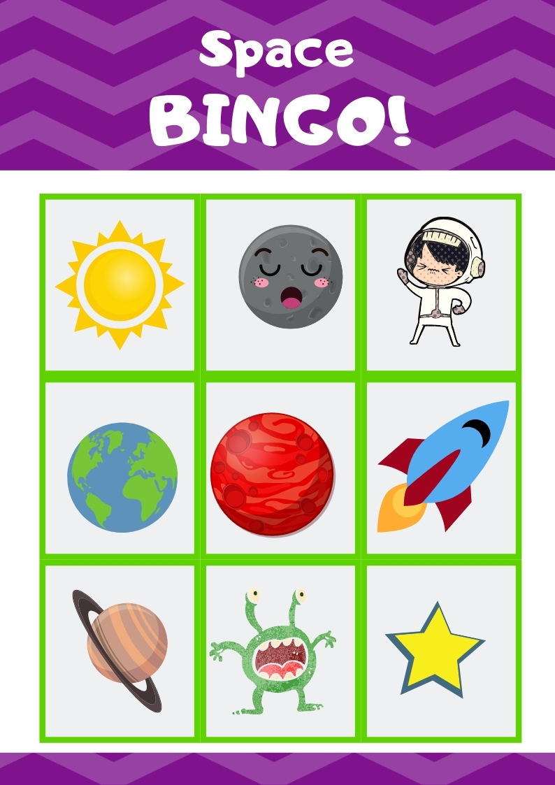 printable space bingo cards