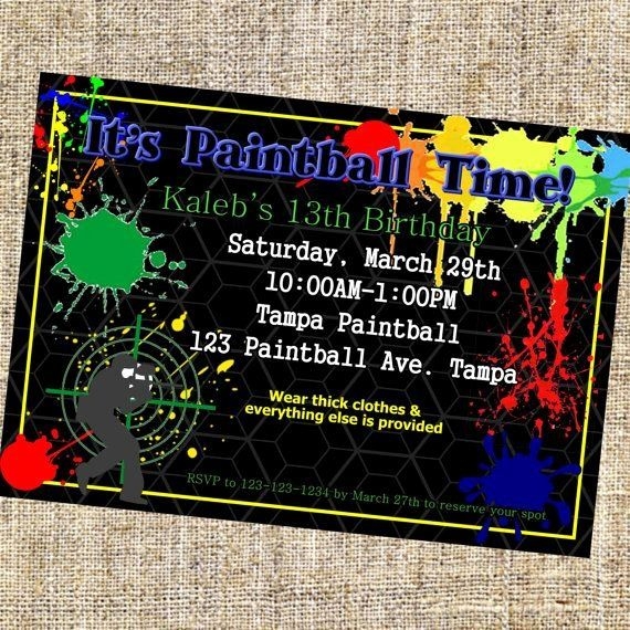 Free Printable Paintball Birthday Invitation Templates 2024