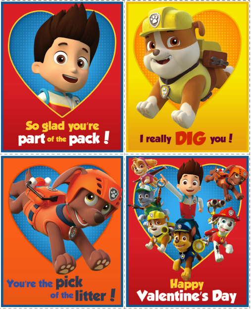Free Printable Paw Patrol Valentine Day Cards Classy Mommy