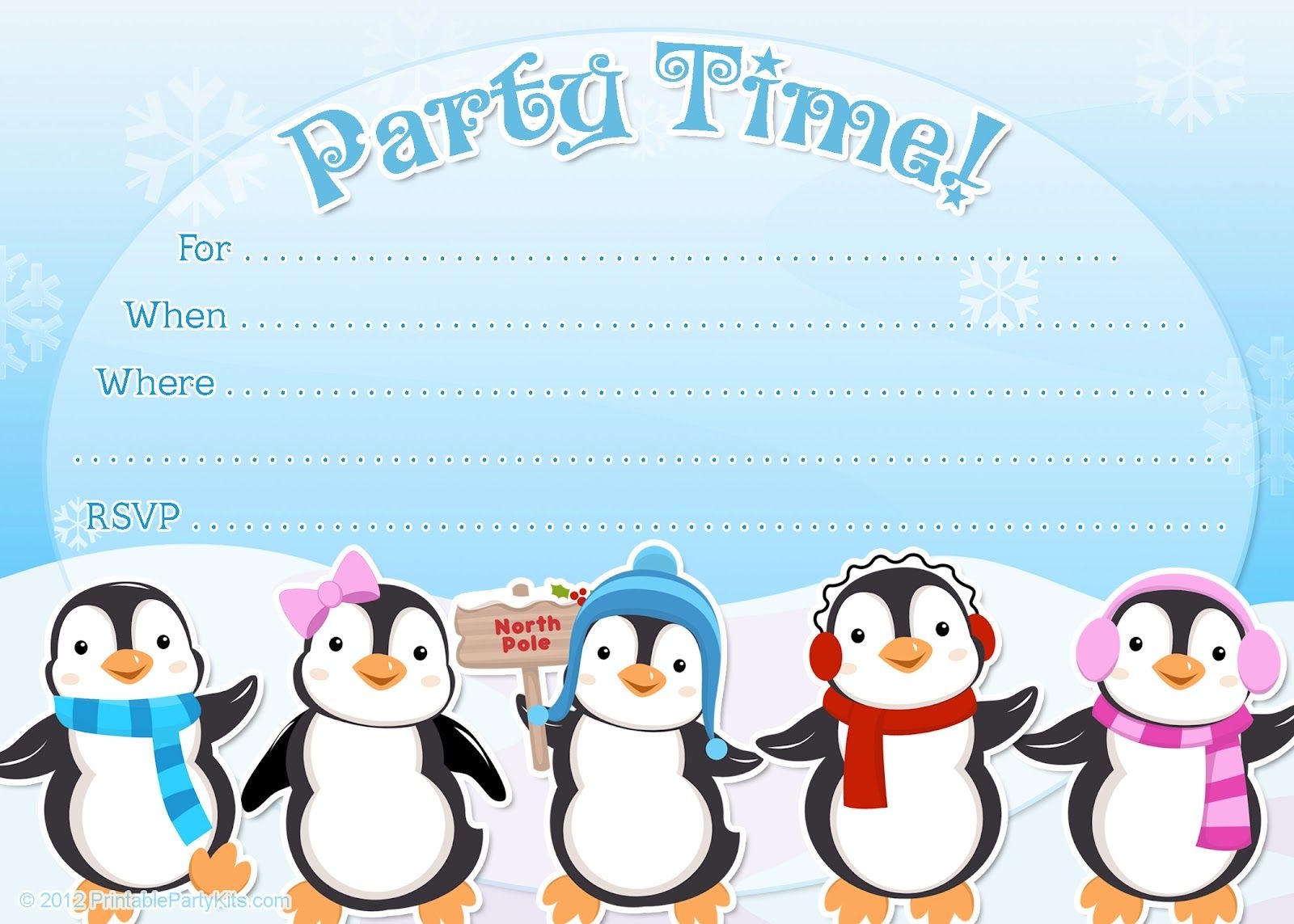 Free Printable Penguin Winter Or Holiday Invitation Template From