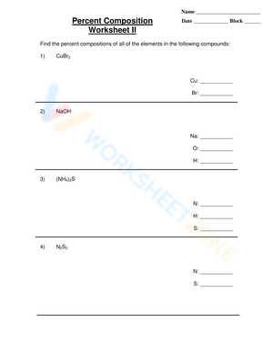 percentage composition worksheet