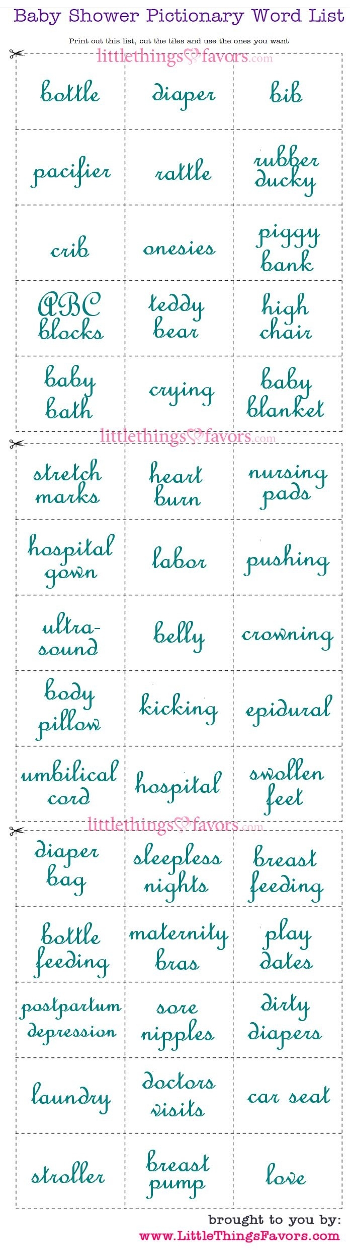 printable pictionary word cards