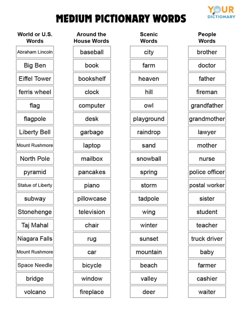 Free Printable Pictionary Cards Printable Lab