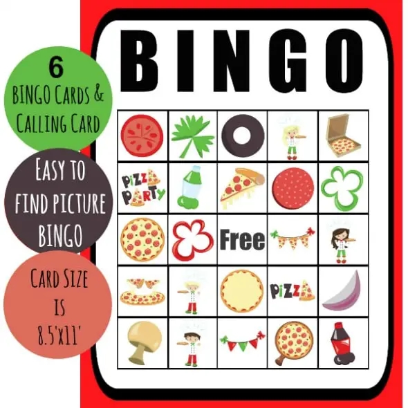 printable pizza bingo cards