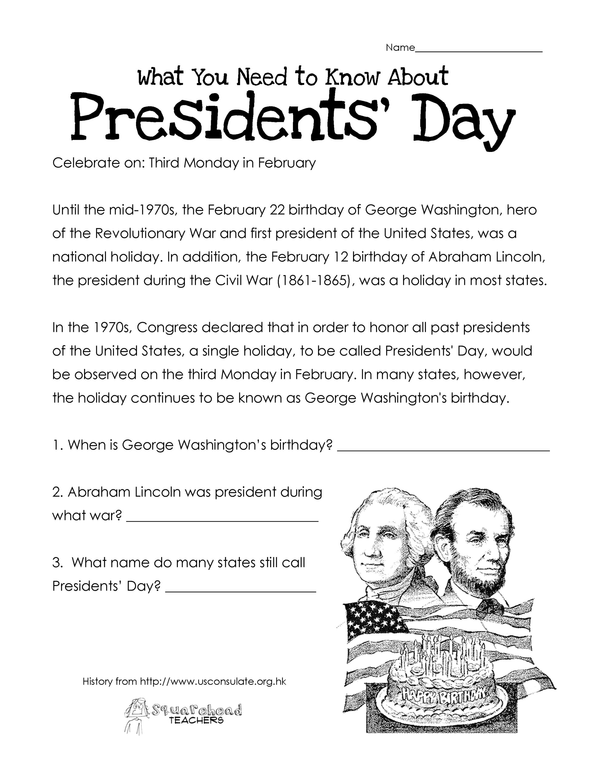 free printable pictures of presidents for kids